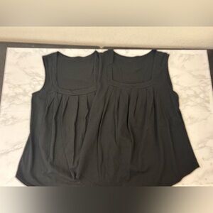 Shein Womens Square Neck Pleated Front Tank Top Sz S Black Lot Of 2 Sleeveless